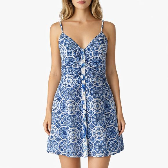 Ramy Brook Dresses & Skirts - Ramy Brook Positano Addie Mini Dress Blue White Size 4 Resort Summer Print